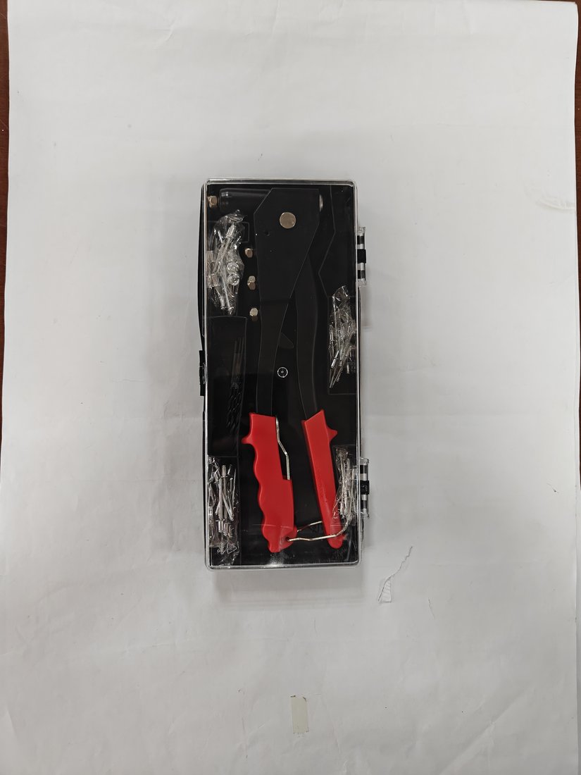 Aluminium-body hand riveter, black and red